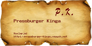 Pressburger Kinga névjegykártya